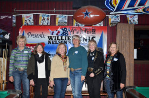 Six of the eight WPRA world champions who attended the gathering. They are as follows: left to right Sandy Hodge Tie down calf roping; Jeannie Strickland Robertson Bareback Bronc riding; Jimmie Gibbs Munroe Barrel Racing, Tie down Calf Roping All-Around Champion; Patti McCutcheon Team Roping; Bonnie McPherson Bareback Bronc and Bull riding; Sharlene Martinez team roping. Not Pictured but in attendance, Sue Pirtle Bareback Bronc Bull Riding and All-Around Champion; Jan Youren Bareback Bronc champion. (Photo courtesy of Angie Watts Averhoff)